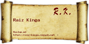 Raiz Kinga névjegykártya